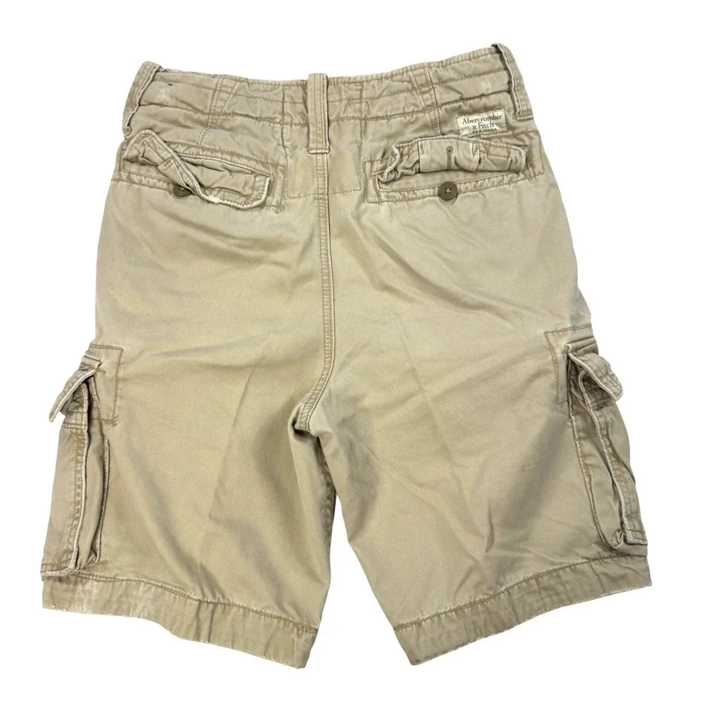 Vintage Y2K Abercrombie & Fitch Cargo Shorts‎ Mens Size 28 Tan Camo Drawstring